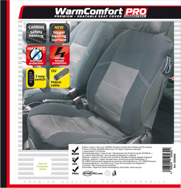 Housse de siège chauffante premium carbone 12 V noire, Radiateurs, Équipement intérieur & confort, Produits
